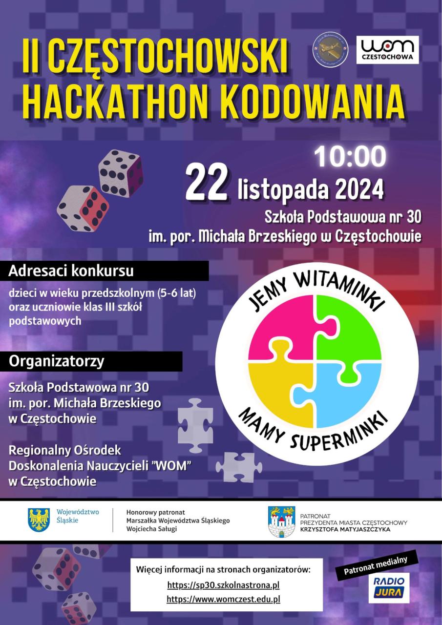 II Częstochowski Hackathon Kodowania  - plakat