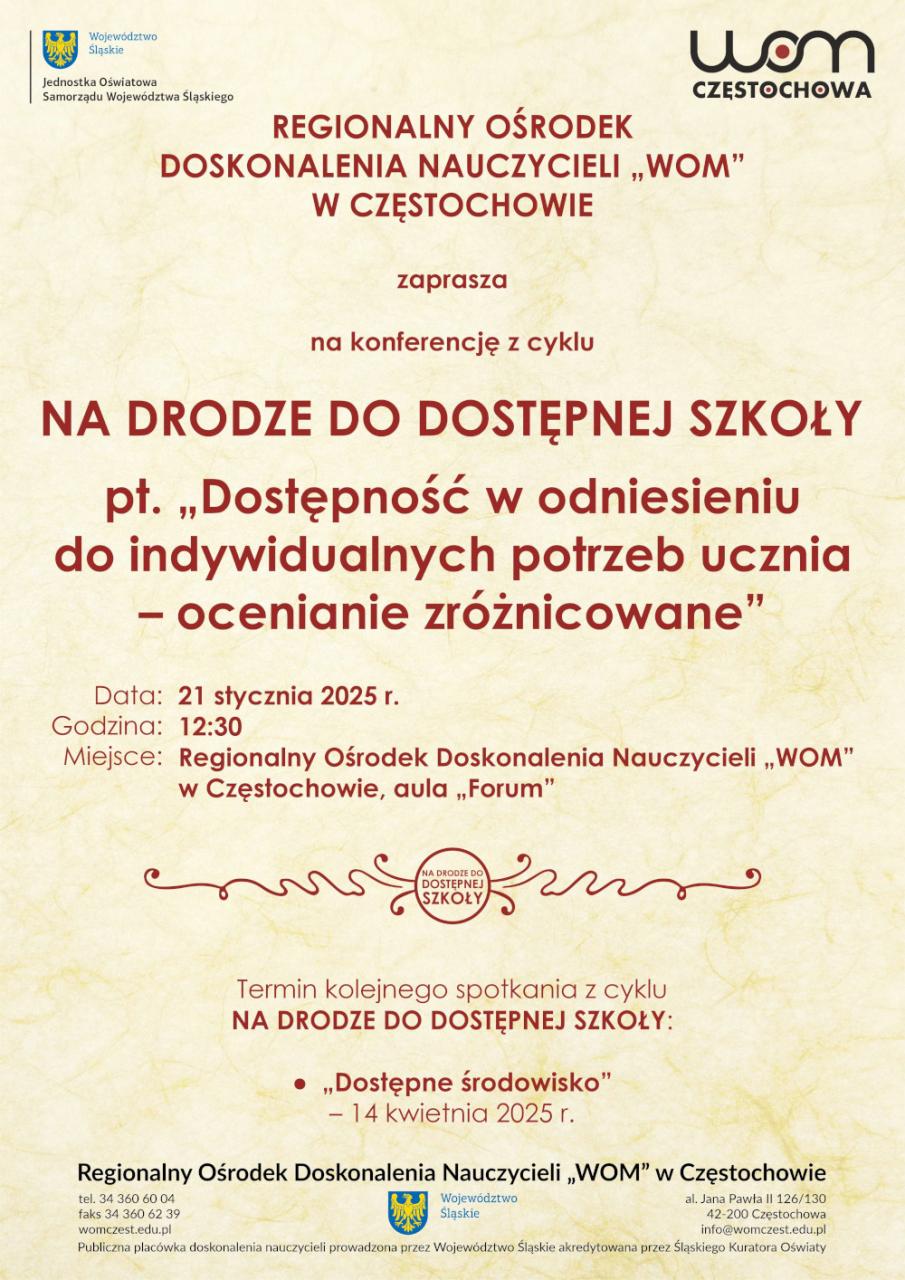 II część Cyklu „Na drodze do dostępnej szkoły" - plakat